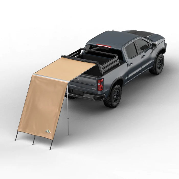 TUFF STUFF, TRUCK OR CAR AWNING SHADE WALL, 4.5X6 FEET, POLY-COTTON RIPSTOP FABRIC, TAN