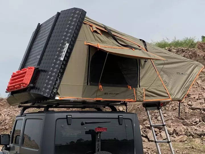 TUFF STUFF, STEALTH HARDSHELL ROOFTOP TENT, ALUMINUM, 3 PERSON, BLACK